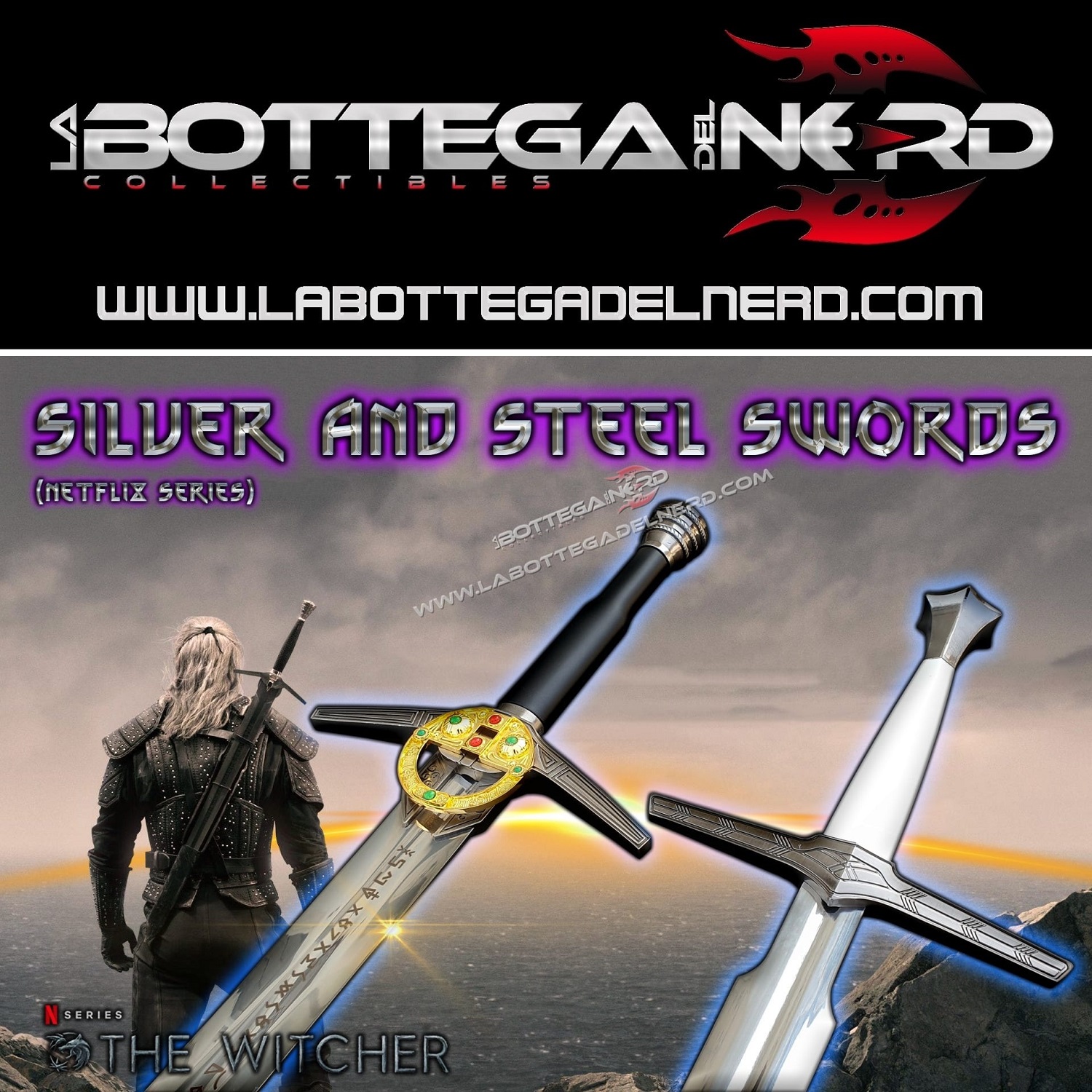 Geralt tv 1 The Witcher - NETFLIX SERIES 2-Pack Acciaio +Argento Deluxe (Special price)