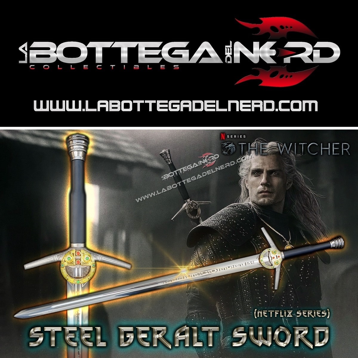 Geralt tv 14 The Witcher - NETFLIX SERIES Replica Spada d'acciaio Geralt di Rivia Deluxe
